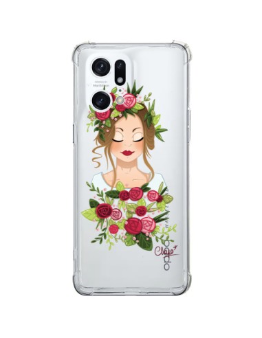 Coque Oppo Find X5 Pro Femme Closed Eyes Fleurs Transparente - Chapo