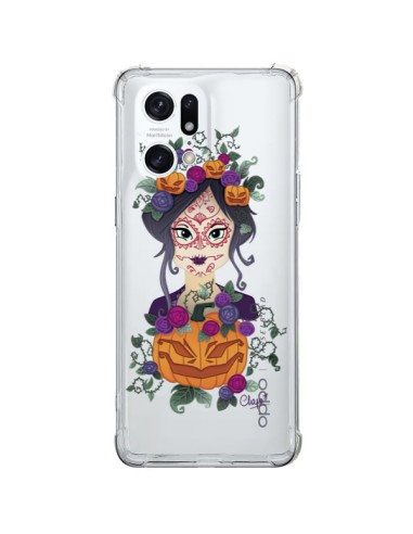 Oppo Find X5 Pro Case Girl Closed Eyes Santa Muerte Clear - Chapo