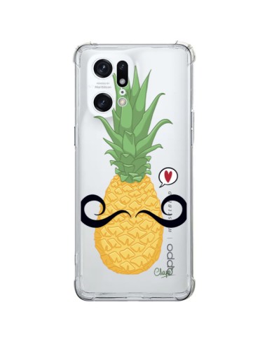 Coque Oppo Find X5 Pro Ananas Moustache Transparente - Chapo