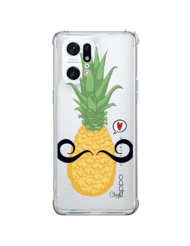 Oppo Find X5 Pro Case Pineapple Moustache Clear - Chapo