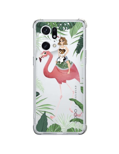 Oppo Find X5 Pro Case Lolo Love Pink Flamingo Dog Clear - Chapo