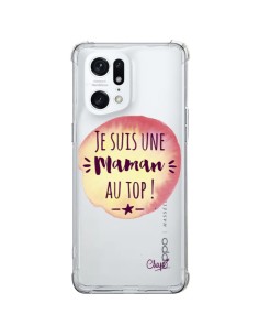 Coque Oppo Find X5 Pro Je suis une Maman au Top Orange Transparente - Chapo