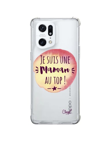 Coque Oppo Find X5 Pro Je suis une Maman au Top Orange Transparente - Chapo