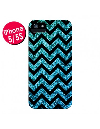 Coque Chevron Aqua Sparkle Triangle Azteque pour iPhone 5 et 5S - Mary Nesrala