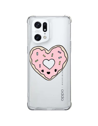 Coque Oppo Find X5 Pro Donuts Heart Coeur Rose Transparente - Claudia Ramos