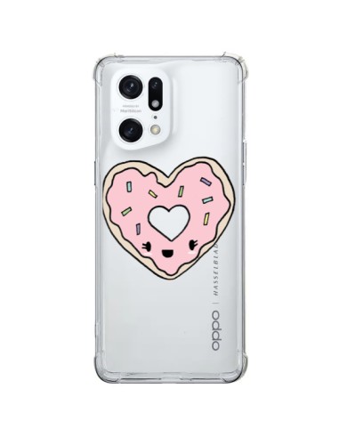 Cover Oppo Find X5 Pro Ciambella Cuore Rosa Trasparente - Claudia Ramos