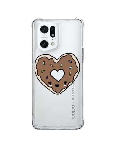 Coque Oppo Find X5 Pro Donuts Heart Coeur Chocolat Transparente - Claudia Ramos