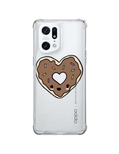 Cover Oppo Find X5 Pro Ciambella Cuore Chocolat Trasparente - Claudia Ramos