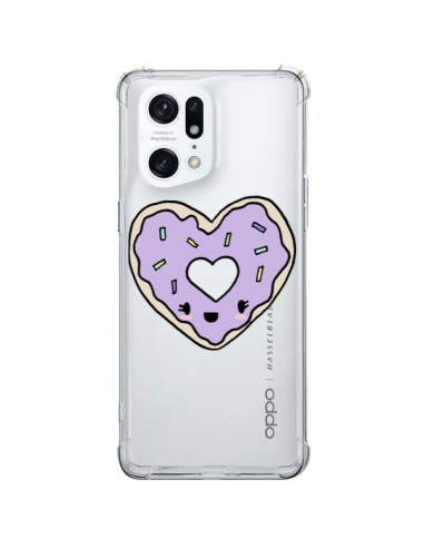 Cover Oppo Find X5 Pro Ciambella Cuore Viola Trasparente - Claudia Ramos