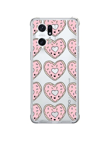 Coque Oppo Find X5 Pro Donuts Heart Coeur Rose Pink Transparente - Claudia Ramos