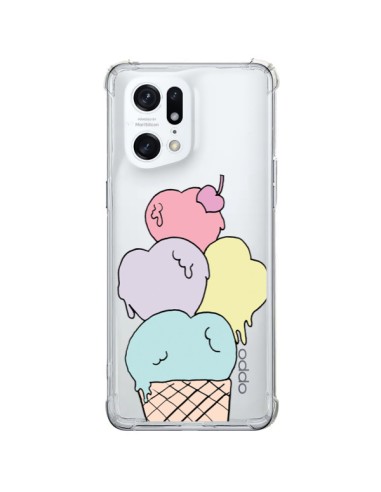 Coque Oppo Find X5 Pro Ice Cream Glace Summer Ete Coeur Transparente - Claudia Ramos