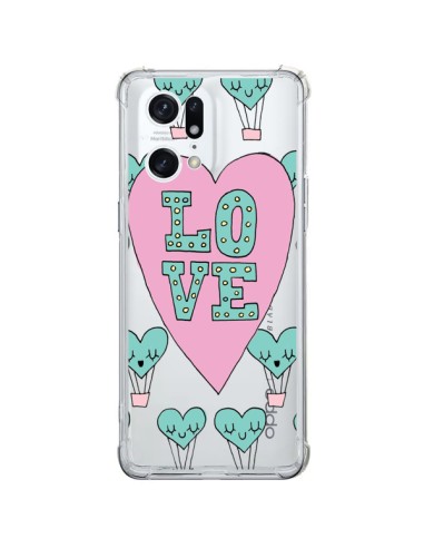 Cover Oppo Find X5 Pro Amore Nuvole Mongolfiera Trasparente - Claudia Ramos
