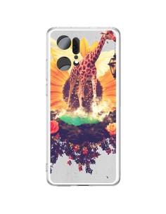 Oppo Find X5 Pro Case Giraffe Flowers - Eleaxart
