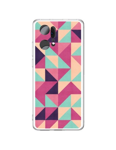 Coque Oppo Find X5 Pro Azteque Triangle Rose Vert - Eleaxart