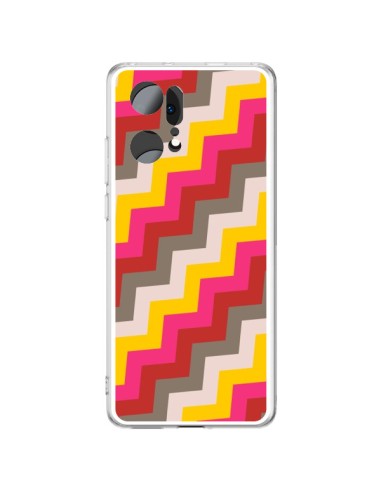 Coque Oppo Find X5 Pro Lignes Triangle Azteque Rose Rouge - Eleaxart