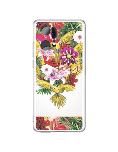 Coque Oppo Find X5 Pro Parrot Floral Perroquet Fleurs - Eleaxart