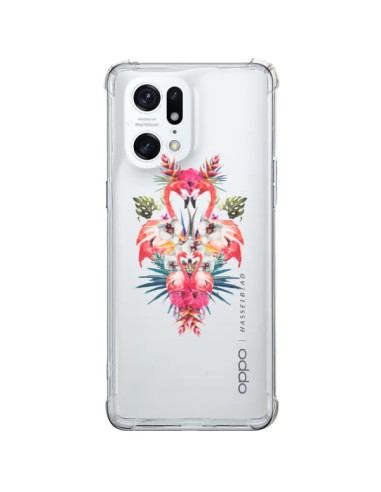 Coque Oppo Find X5 Pro Tropicales Flamingos Tropical Flamant Rose Summer Ete - Eleaxart