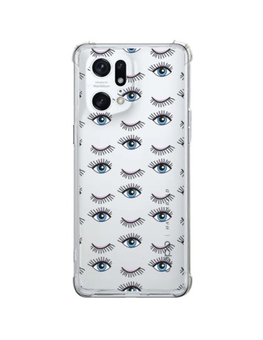 Oppo Find X5 Pro Case Eyes Blue Mosaic Clear - Léa Clément