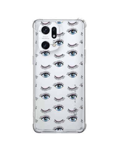 Cover Oppo Find X5 Pro Occhi Blu Mosaico Trasparente - Léa Clément