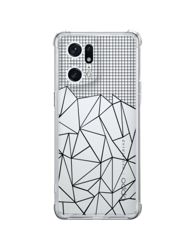 Coque Oppo Find X5 Pro Lignes Grille Grid Abstract Noir Transparente - Project M