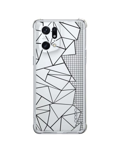 Oppo Find X5 Pro Case Lines Side Grid Abstract Black Clear - Project M