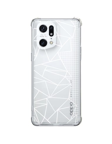 Oppo Find X5 Pro Case Lines Side Grid Abstract White Clear - Project M