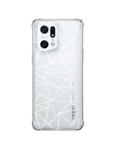 Cover Oppo Find X5 Pro Linee Griglia Side Grid Astratto Bianco Trasparente - Project M