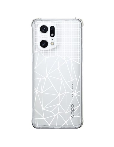 Cover Oppo Find X5 Pro Linee Griglia Grid Astratto Bianco Trasparente - Project M