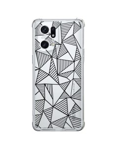 Coque Oppo Find X5 Pro Lignes Grilles Triangles Grid Abstract Noir Transparente - Project M