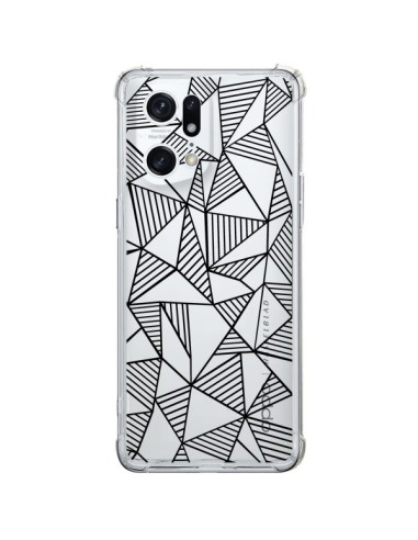 Coque Oppo Find X5 Pro Lignes Grilles Triangles Grid Abstract Noir Transparente - Project M
