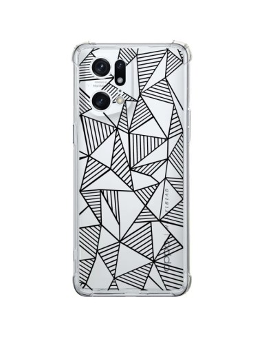 Cover Oppo Find X5 Pro Linee Griglia Triangles Grid Astratto Nero Trasparente - Project M