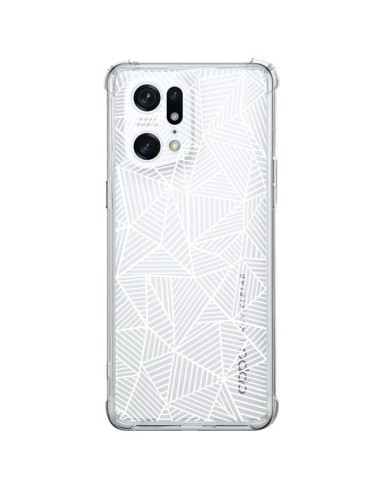 Coque Oppo Find X5 Pro Lignes Grilles Triangles Full Grid Abstract Blanc Transparente - Project M