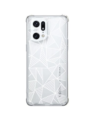 Oppo Find X5 Pro Case Lines Triangles Grid Abstract White Clear - Project M