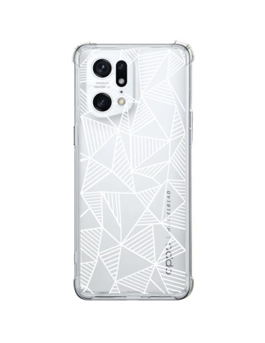 Cover Oppo Find X5 Pro Linee Griglia Triangles Grid Astratto Bianco Trasparente - Project M