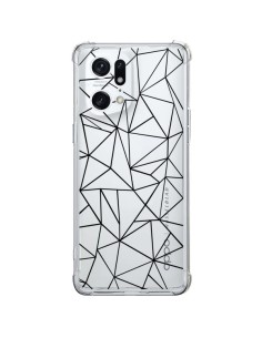 Coque Oppo Find X5 Pro Lignes Triangles Grid Abstract Noir Transparente - Project M