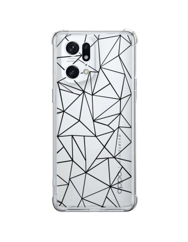 Coque Oppo Find X5 Pro Lignes Triangles Grid Abstract Noir Transparente - Project M