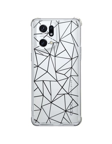 Cover Oppo Find X5 Pro Linee Triangoli Grid Astratto Nero Trasparente - Project M