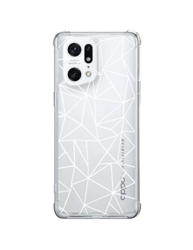 Coque Oppo Find X5 Pro Lignes Triangles Grid Abstract Blanc Transparente - Project M