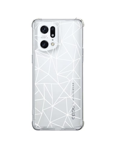 Cover Oppo Find X5 Pro Linee Triangoli Grid Astratto Bianco Trasparente - Project M