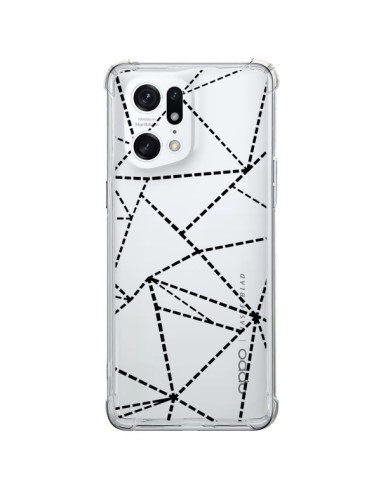 Coque Oppo Find X5 Pro Lignes Points Abstract Noir Transparente - Project M