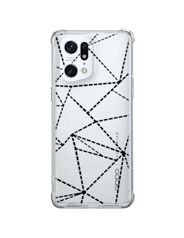 Oppo Find X5 Pro Case Lines Points Abstract Black Clear - Project M