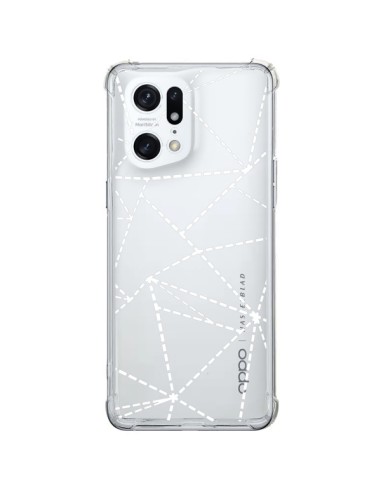 Coque Oppo Find X5 Pro Lignes Points Abstract Blanc Transparente - Project M