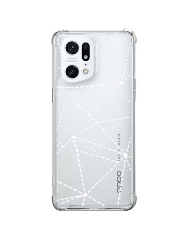 Cover Oppo Find X5 Pro Linee Punti Astratto Bianco Trasparente - Project M