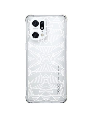 Coque Oppo Find X5 Pro Lignes Miroir Grilles Triangles Grid Abstract Blanc Transparente - Project M