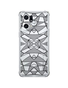 Oppo Find X5 Pro Case Lines Mirrors Grid Triangles Abstract Black Clear - Project M
