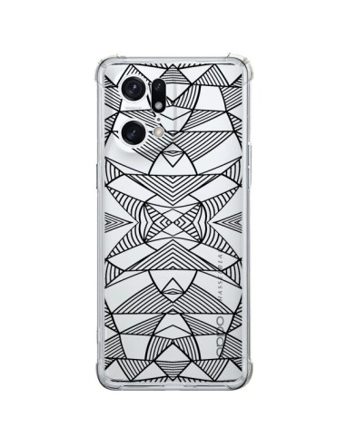 Coque Oppo Find X5 Pro Lignes Miroir Grilles Triangles Grid Abstract Noir Transparente - Project M