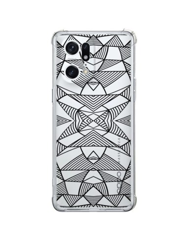 Oppo Find X5 Pro Case Lines Mirrors Grid Triangles Abstract Black Clear - Project M