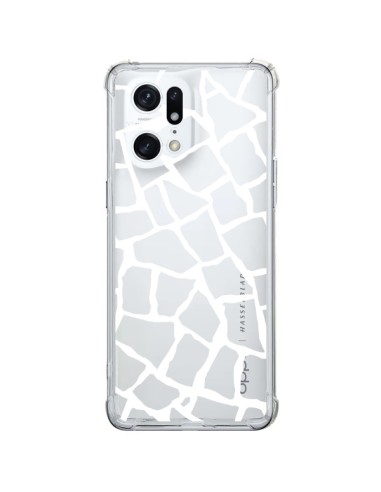 Coque Oppo Find X5 Pro Girafe Mosaïque Blanc Transparente - Project M