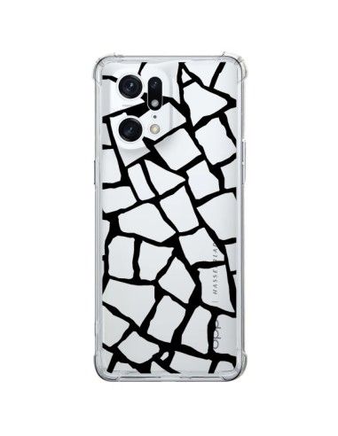 Coque Oppo Find X5 Pro Girafe Mosaïque Noir Transparente - Project M