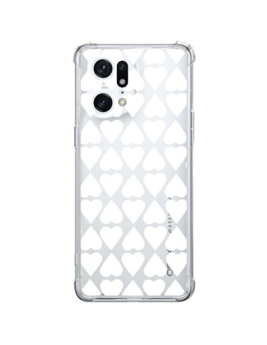 Coque Oppo Find X5 Pro Coeurs Heart Blanc Transparente - Project M